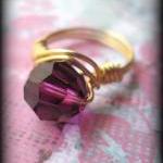 Purple Crystal Ring.made Any Size.gift Box..