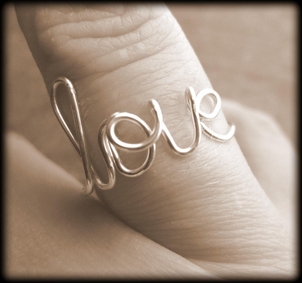 Love Ring.wire Ring.word Ring.bff Ring.bridesmaid Gift.silver Love Ring.