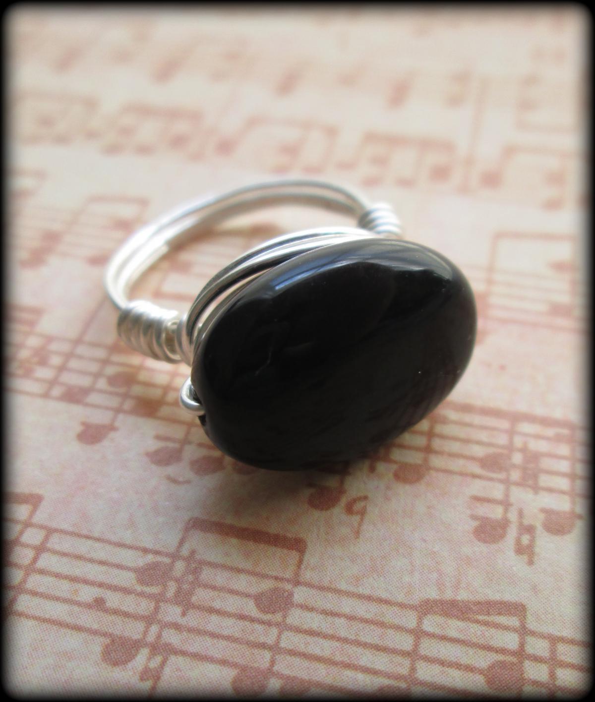 Silver Handcrafted Black Onyx Ring.made Any Size 4-12.gift Box Included.
