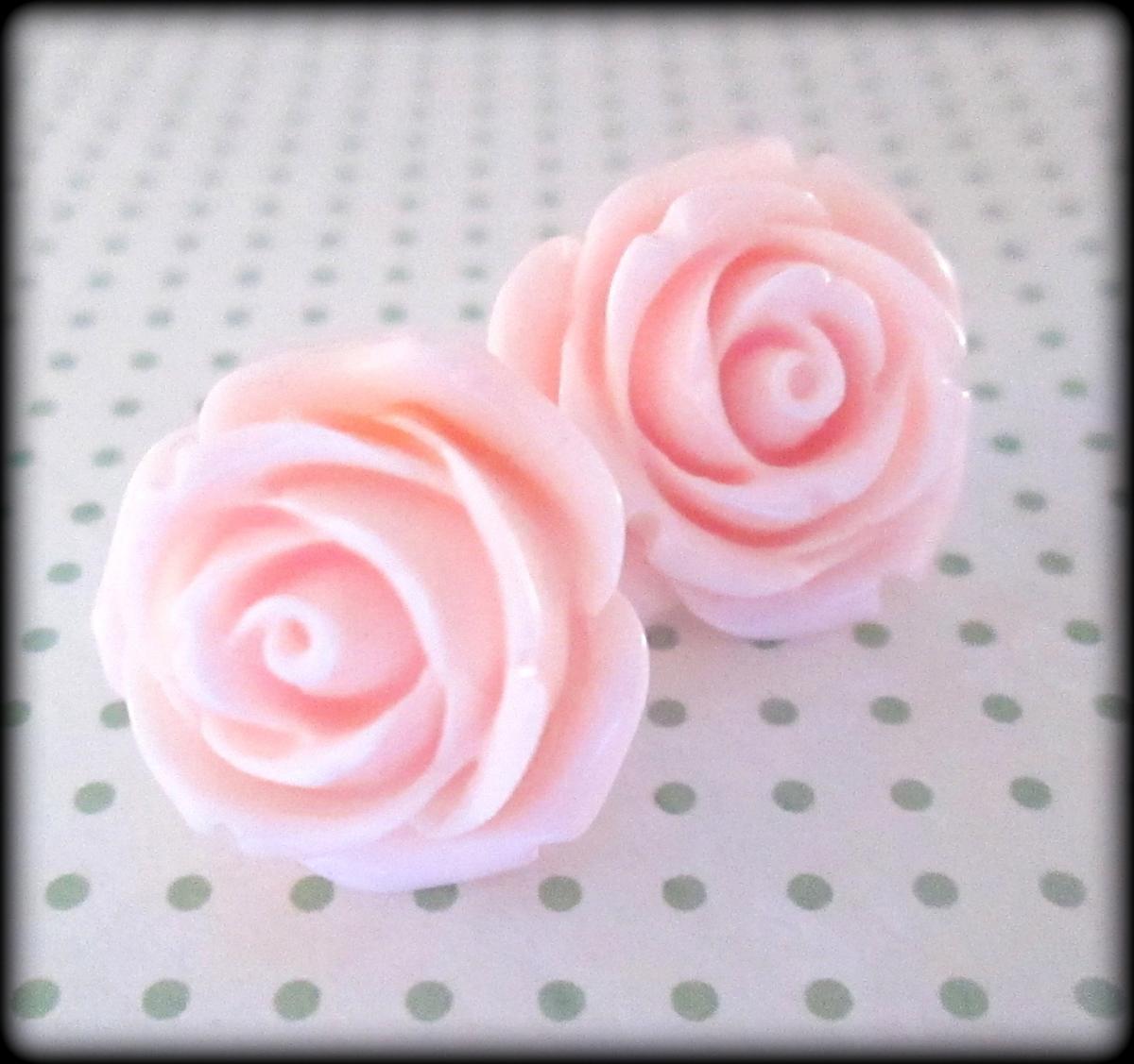 Pink Rose Post Earrings.pretty In Pink.pink Roses.bridesmaid Jewelry.rose Jewelry.