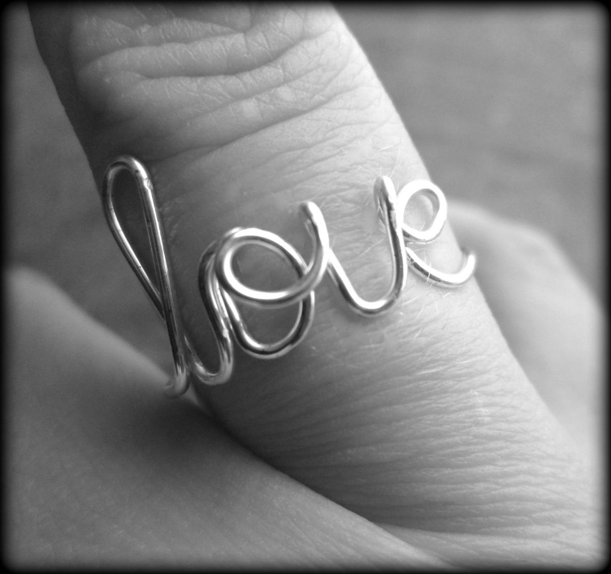 Love Ring.wire Ring.word Ring.bff Ring.bridesmaid Gift.silver Ring.